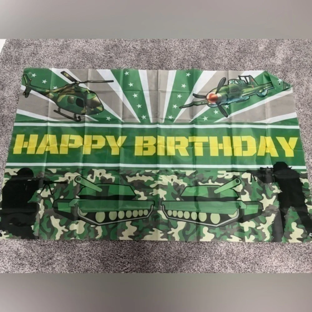 Happy Birthday backdrop-military